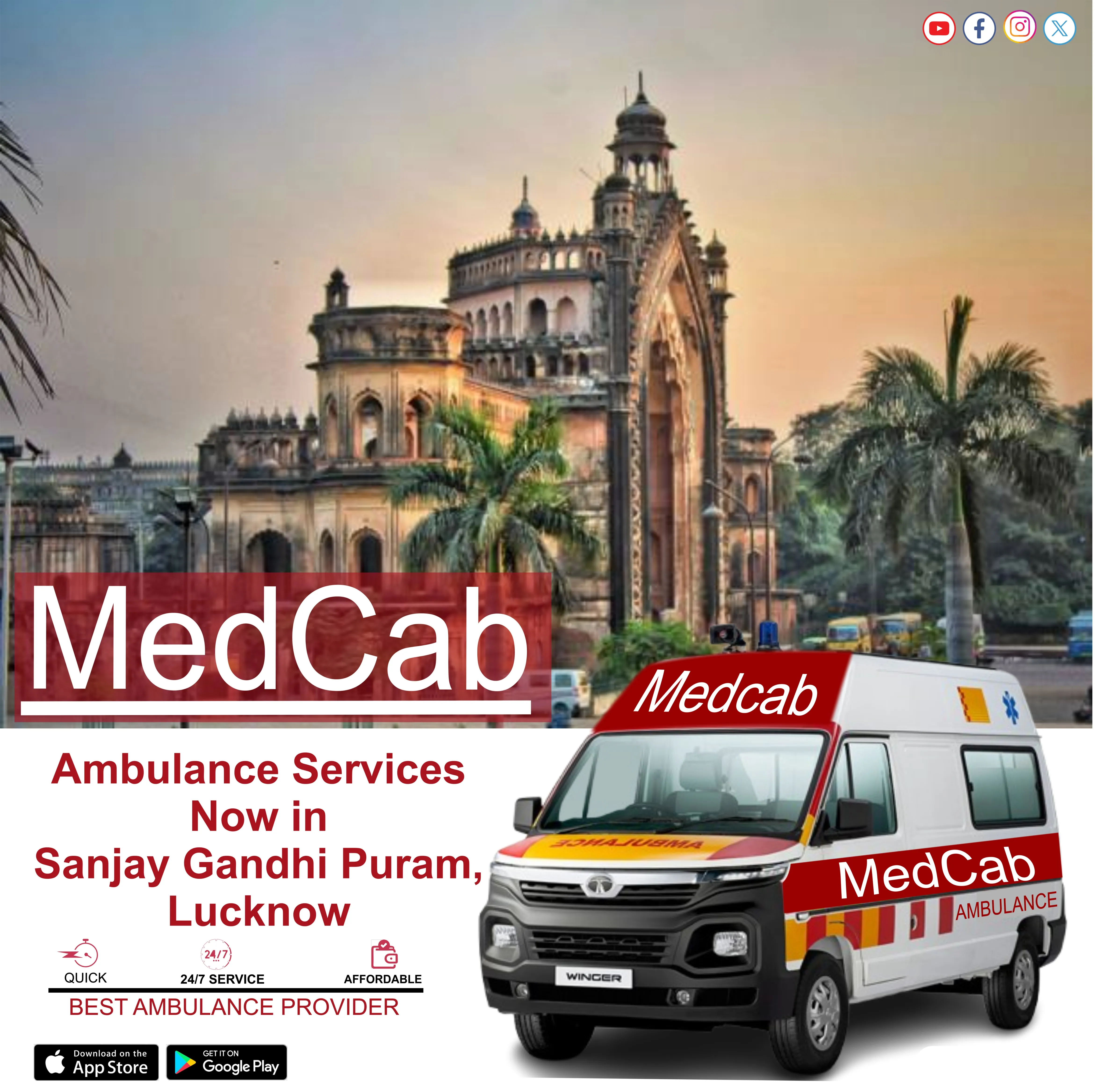 24 hours Ambulance Service in Sanjay Gandhi Puram