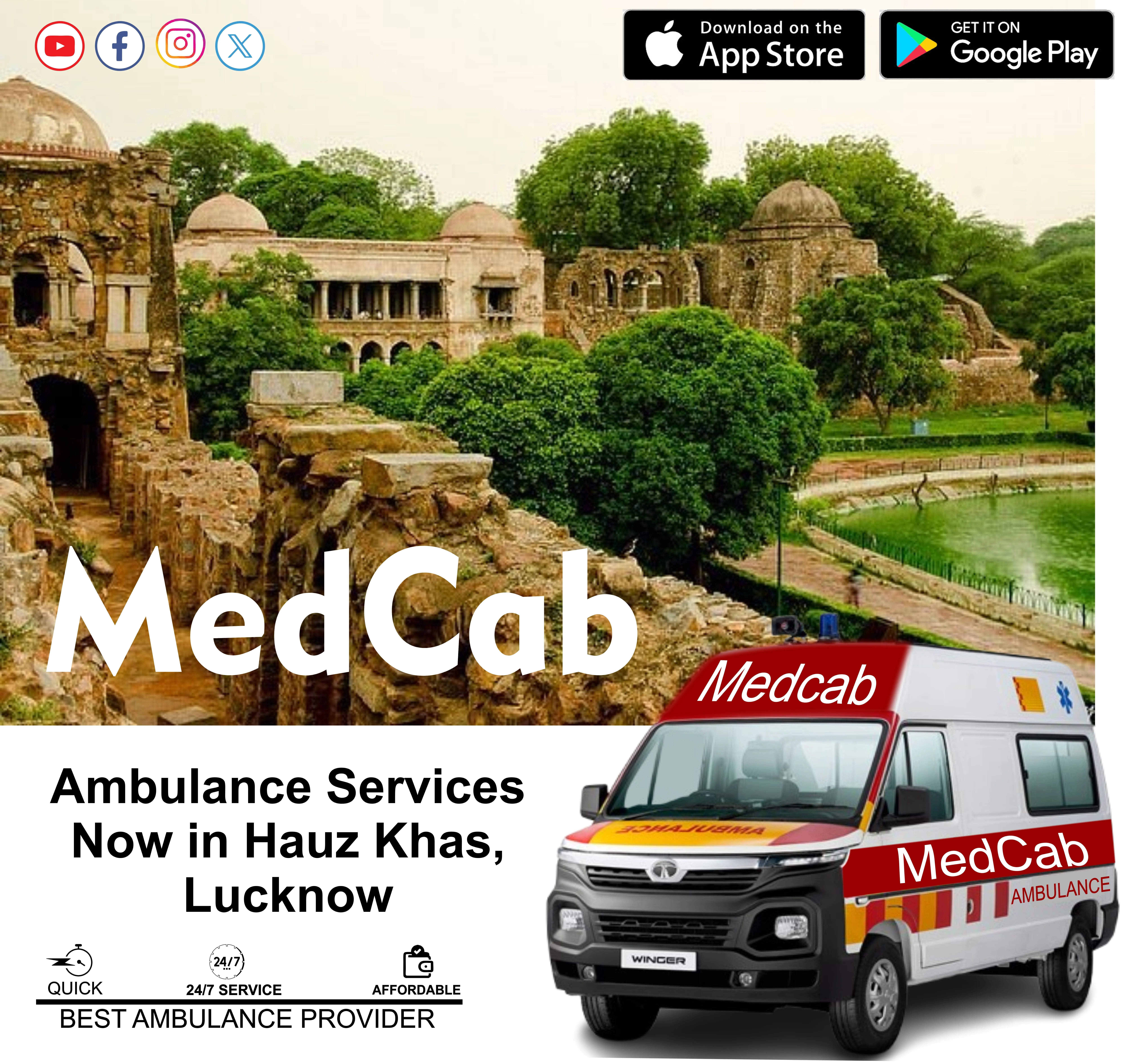 24 Hours Ambulance Service in Hauz Khas, Delhi