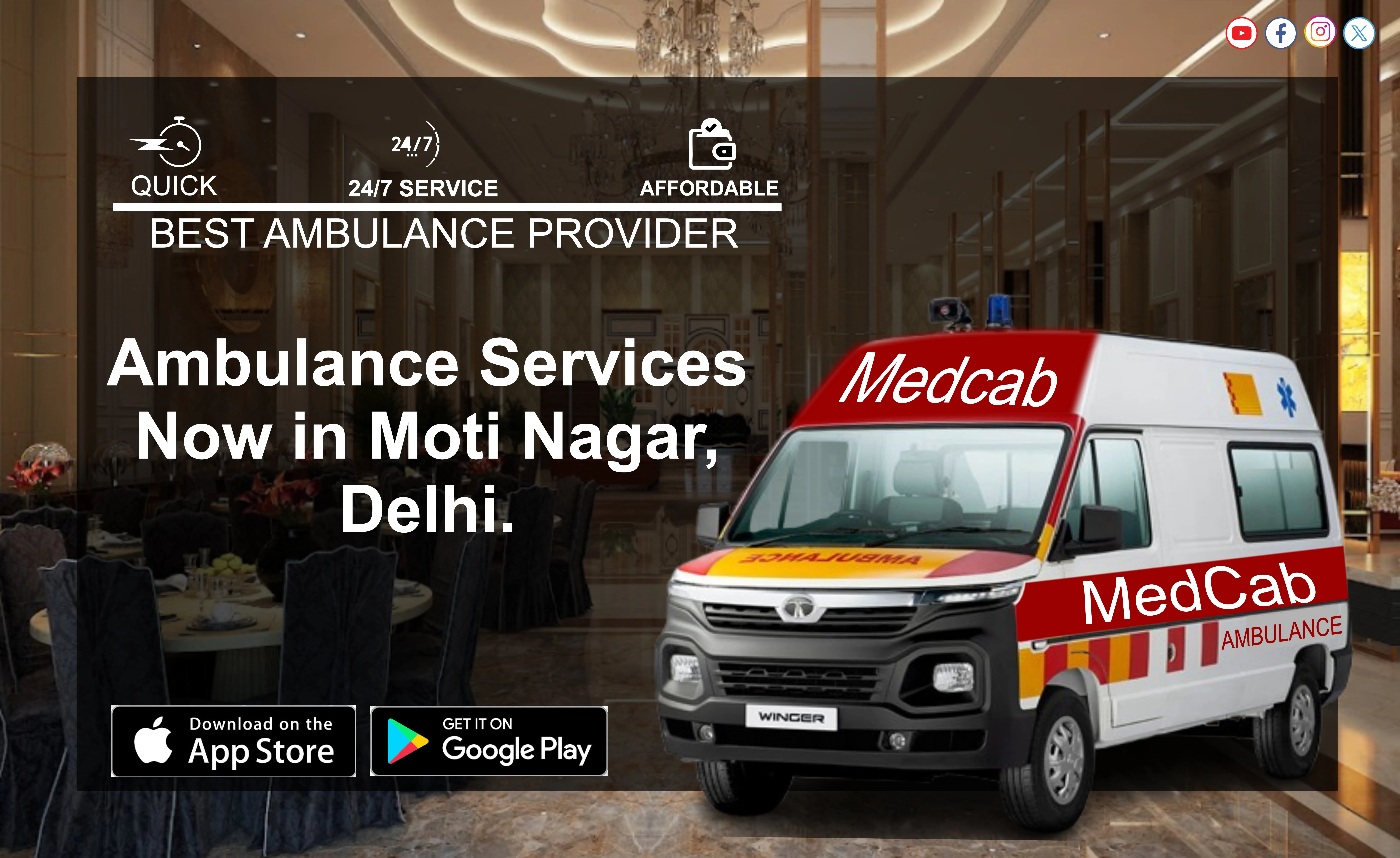 Top 24 hours Ambulance Service in Moti Nagar