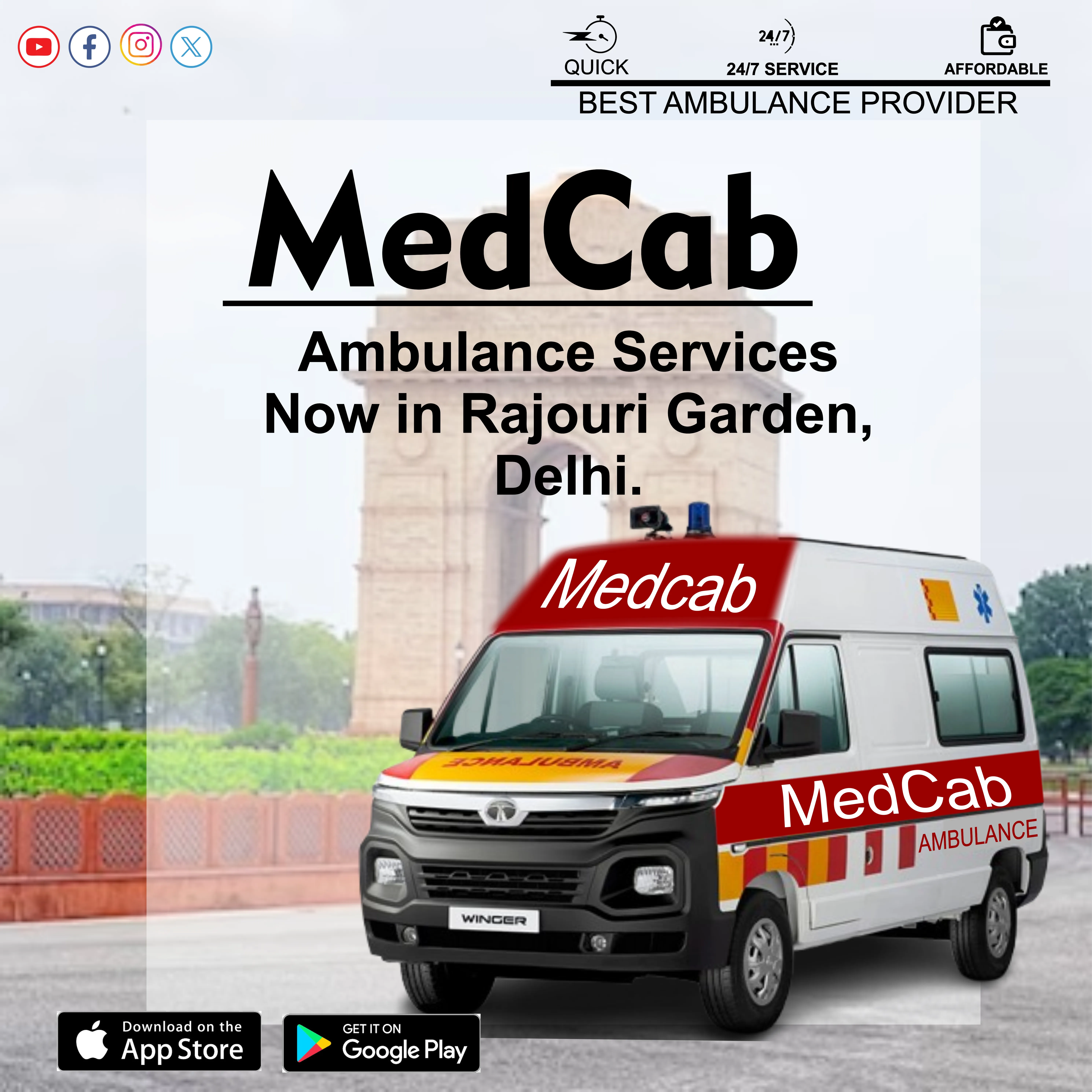 Urgent Ambulance Service in Rajouri Garden, Delhi
