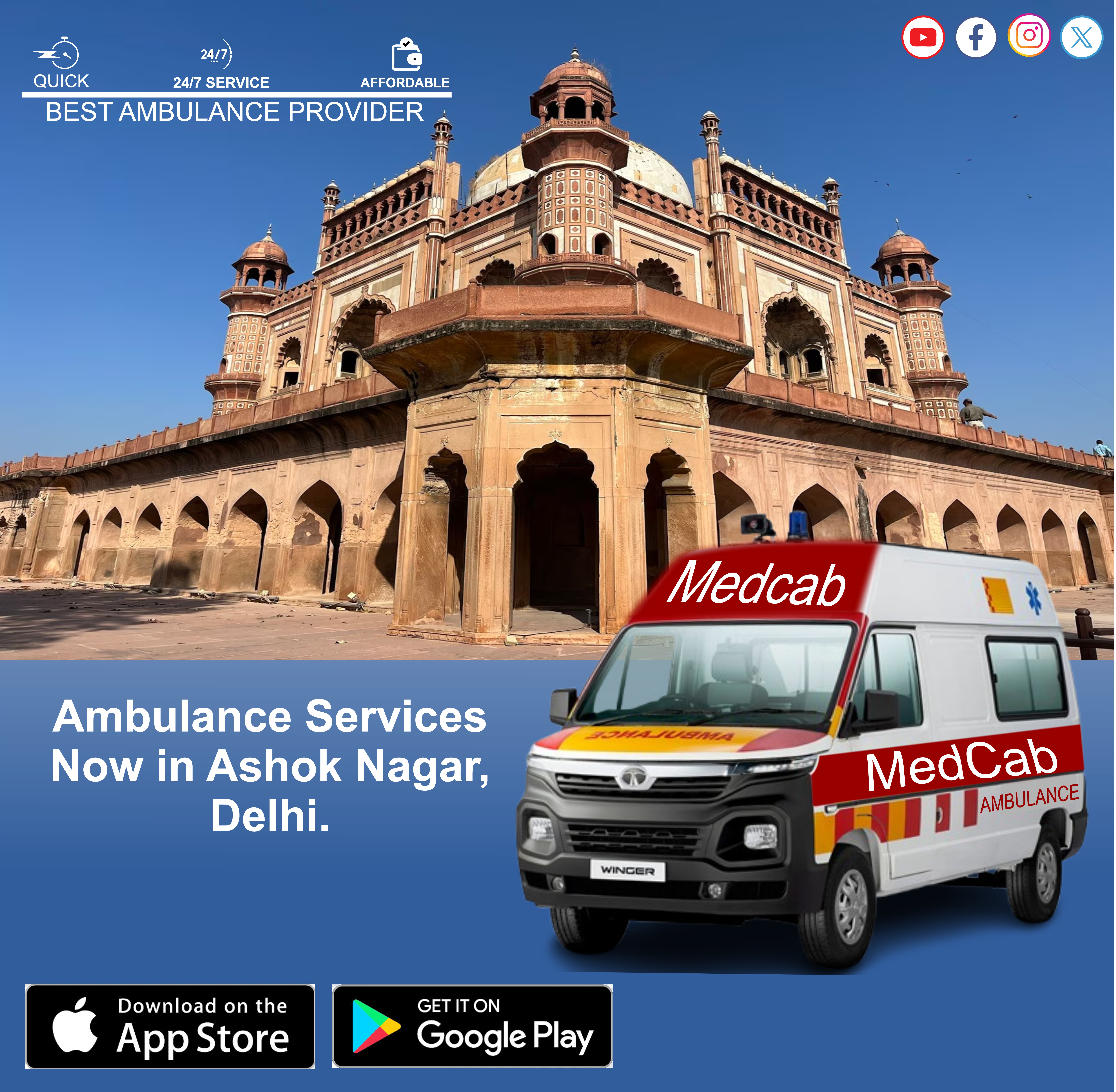Ambulance Service in Ashok Nagar, Delhi
