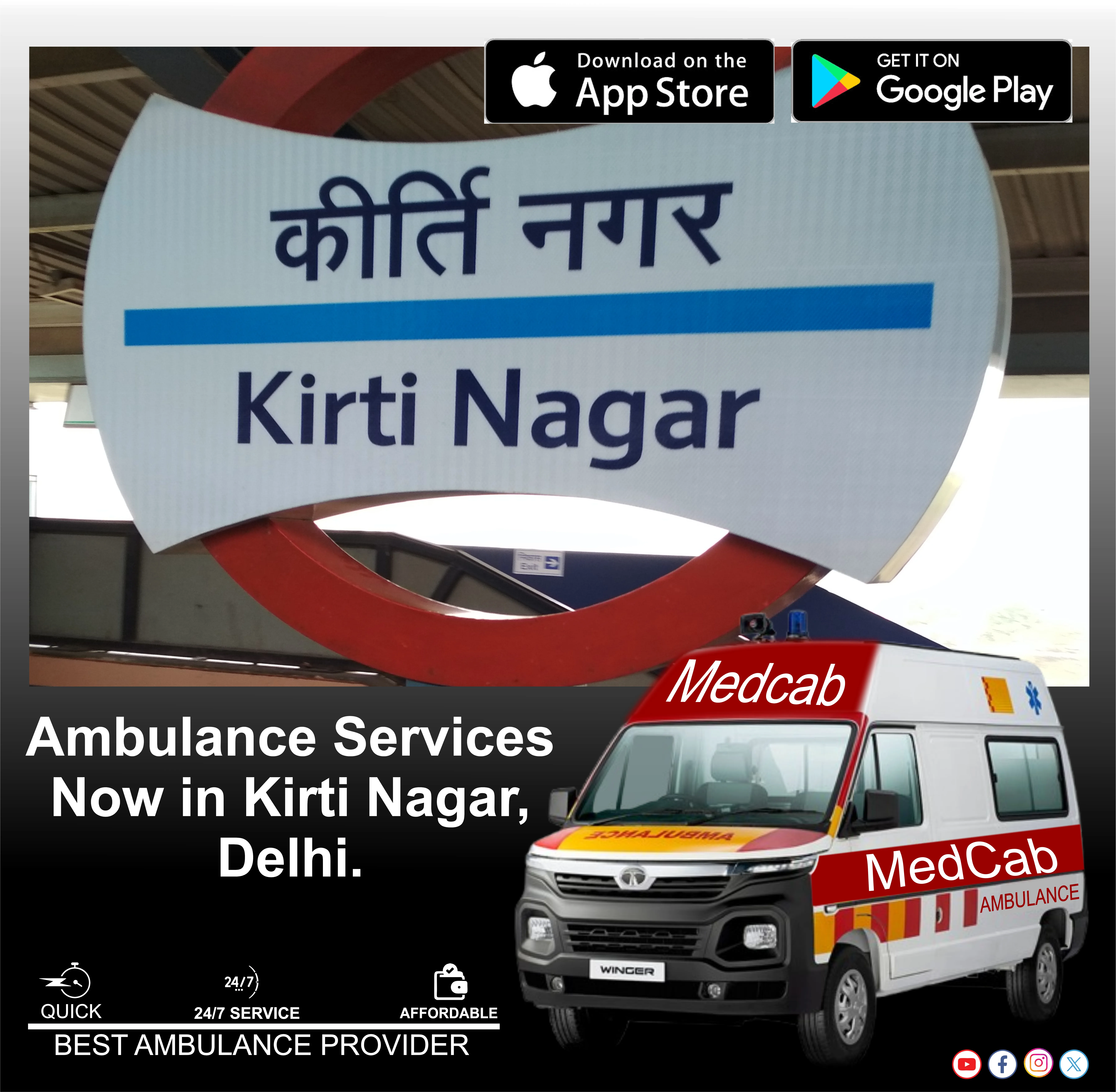 Ambulance Service in Kirti Nagar, Delhi