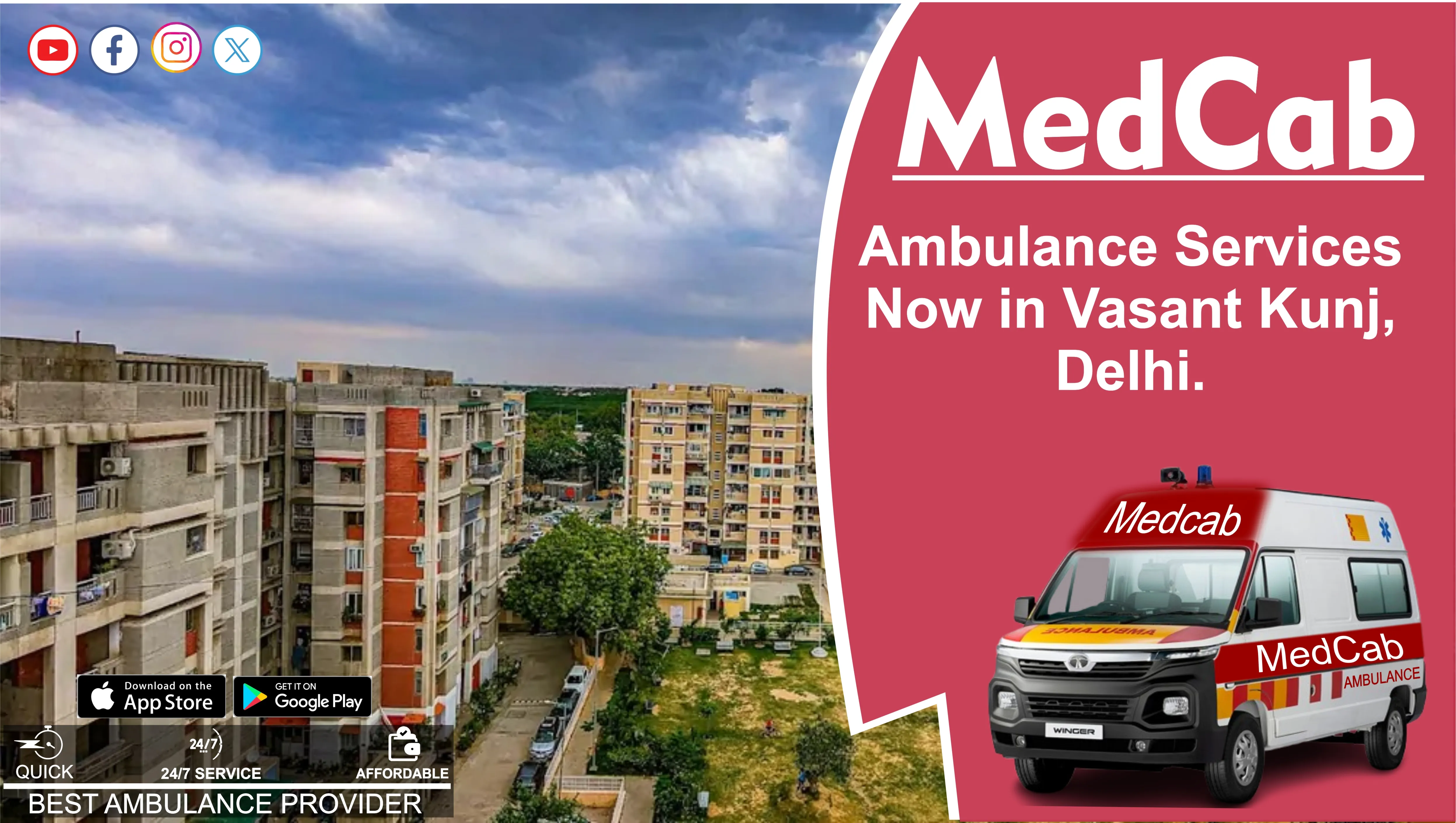 Ambulance Service in Vasant Kunj, Delhi