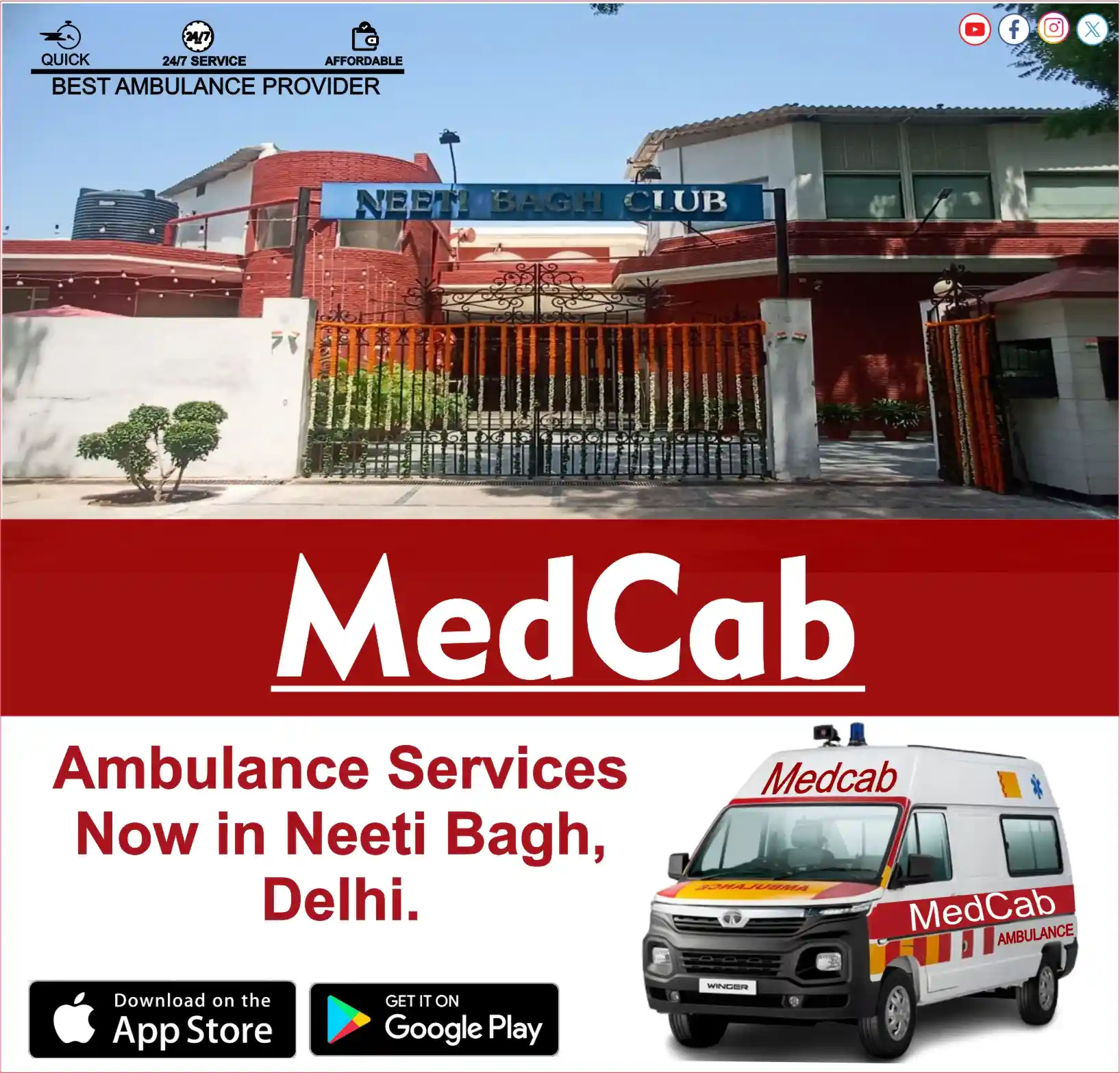 Ambulance Service in Neeti Bagh, Delhi