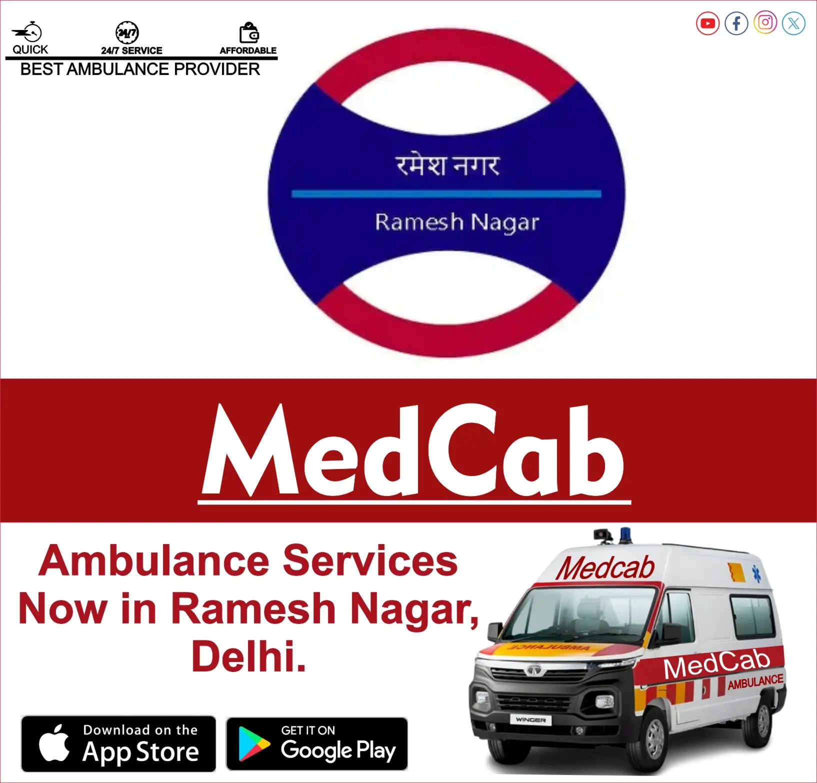 Ambulance Service in Ramesh Nagar, Delhi