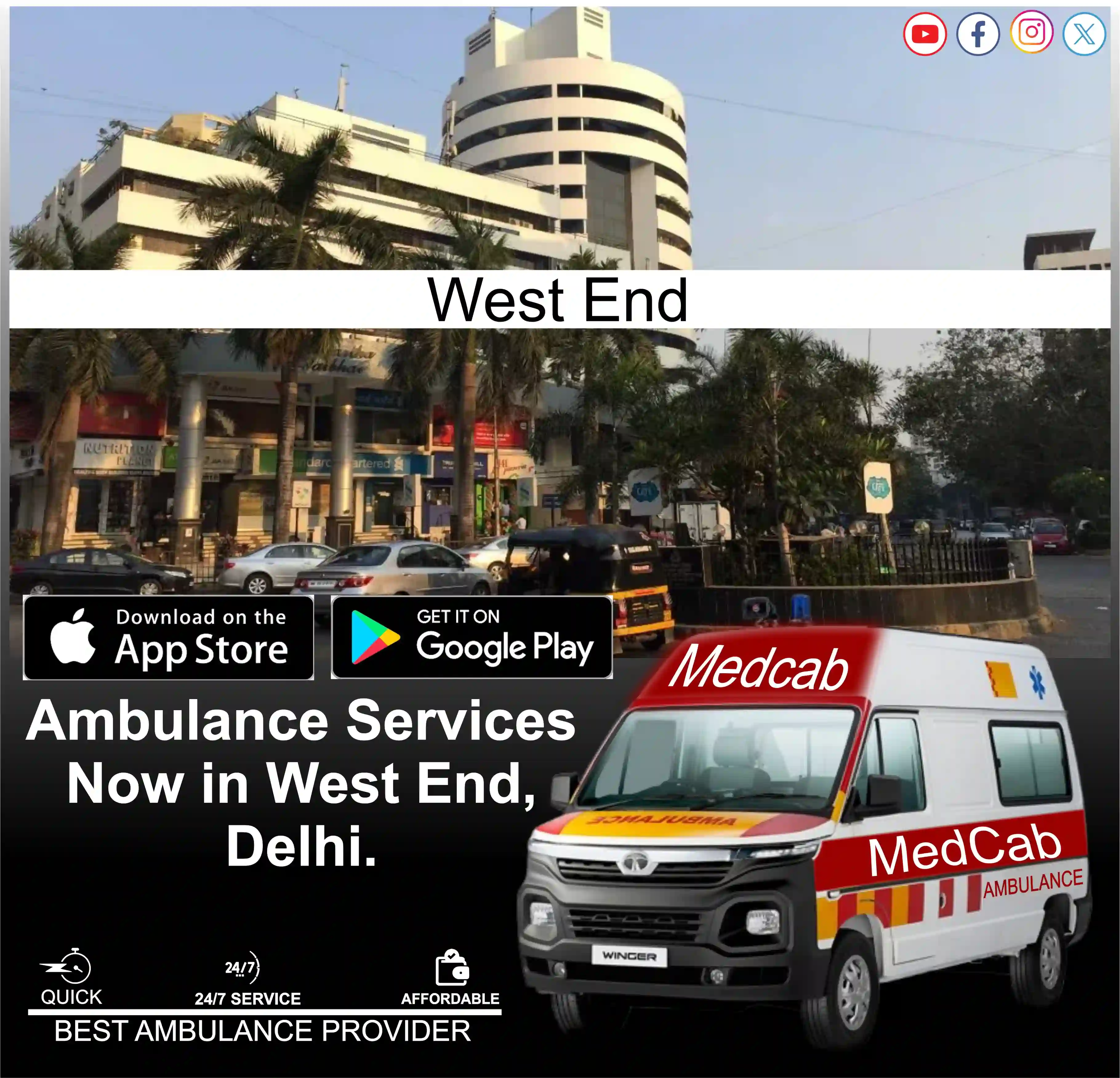Ambulance Service in West End, Delhi