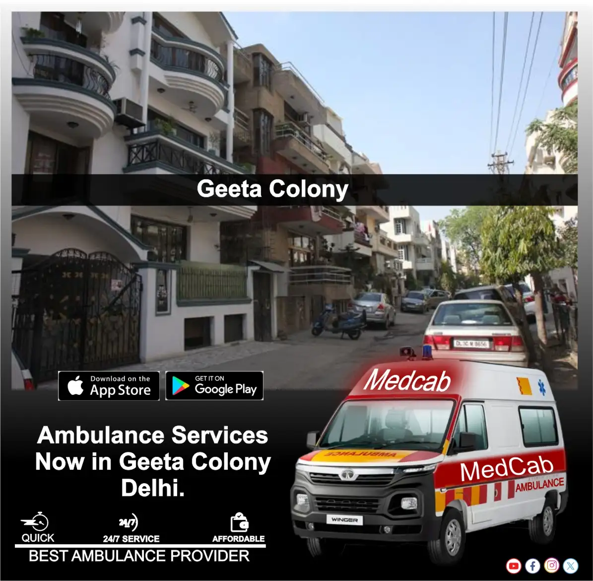 Ambulance Service in Geeta Colony Delhi