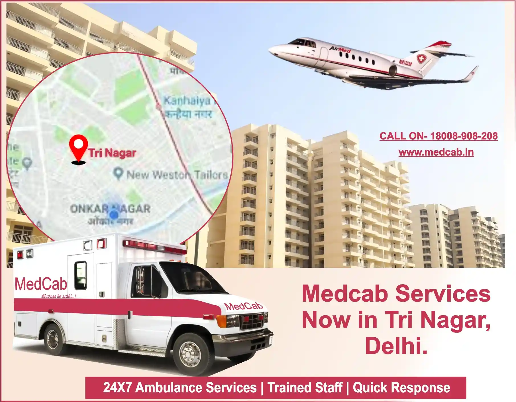 Fast Ambulance Service in Tri Nagar, Delhi