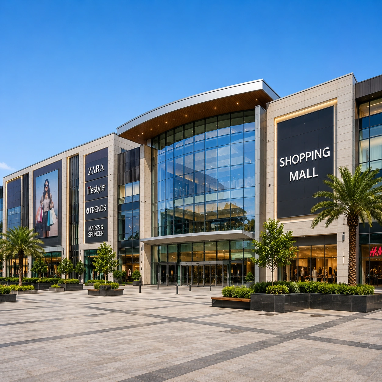 Shopping mall with visitor and staff emergency medical readiness
