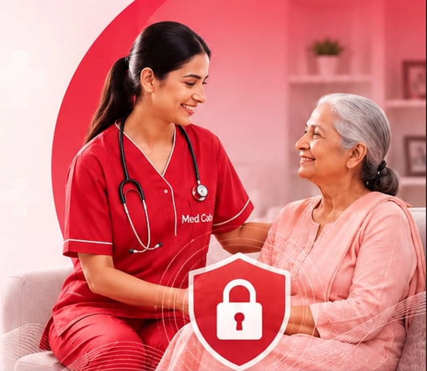 Med Cab healthcare professional with patient