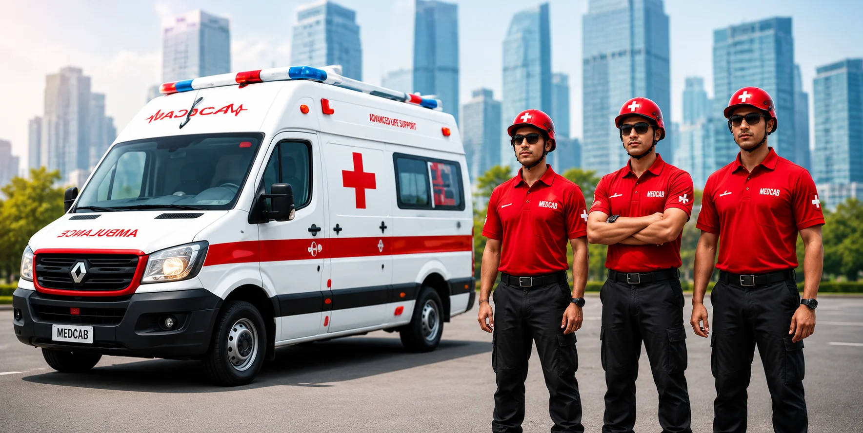 Med Cab Ambulance and Team